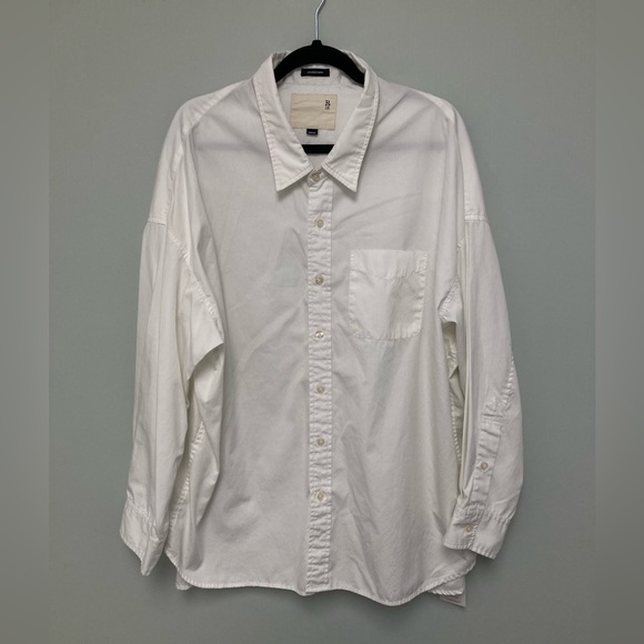 R13 Drop Neck Oxford Shirt white. Size medium - Picture 6 of 10